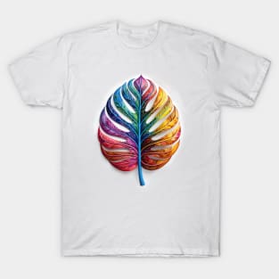 Rainbow monstera leaf T-Shirt